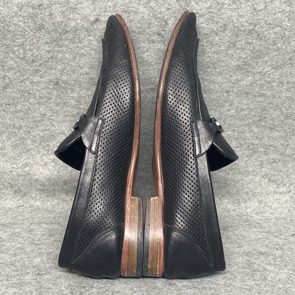 Baldinini Men 10 Loafers Black Perforated Leather Laser Cut Italy Luxury Slip-on main image 11